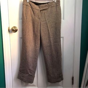 LOFT Marisa  brown herringbone wool crop pants 4
